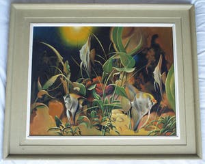 J.B. Palsen - Olieverf op doek , Tropische vissen in aquarium - ingelijst – ca 1960 kopen? Bied vanaf 50!