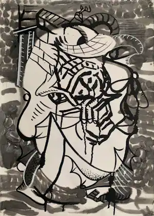 Thomas van der Linden - gemengde techniek op papier | 'The Worldly Portraits' | 1990 kaufen? Bieten Sie von 100!