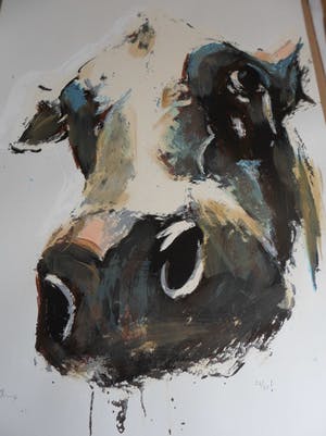 Theo Onnes - Zeefdruk. Titel. "Cow 2 ( Groot ) kopen? Bied vanaf 120!