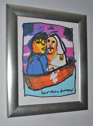Herman Brood - Huwelijksbootje; no problem - zeefdruk op canvas spieraam kopen? Bied vanaf 100!