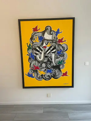 Alexandros Skoutariotis - “Lady with Birds – Large Original by Sonke (2020)” kopen? Bied vanaf 1200!