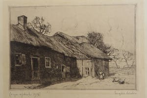 Eugene Lucker - Landschap met boerderij en vrouw op het erf. kopen? Bied vanaf 30!