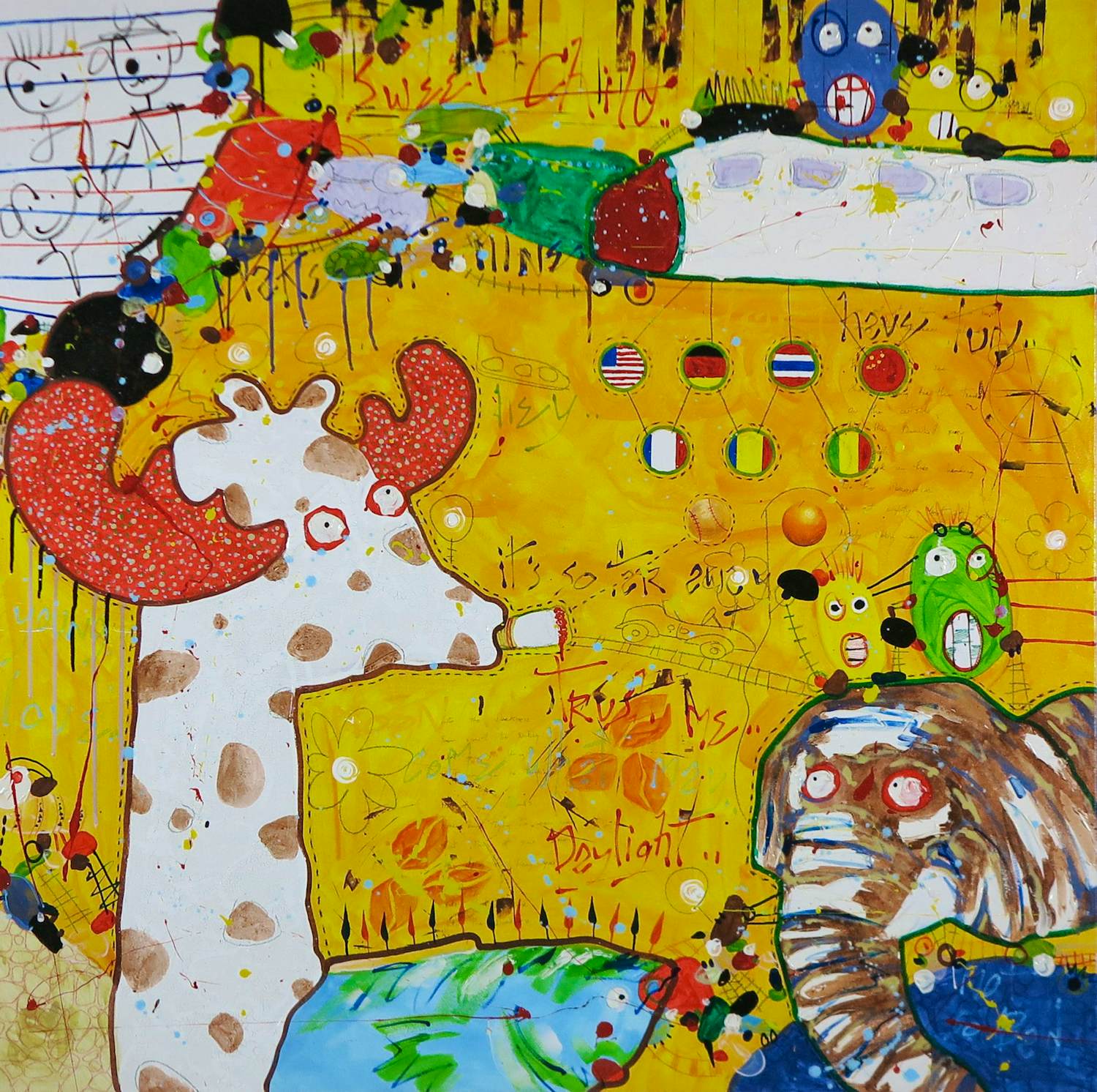 Bas Reinhoud - Acryl op doek, Zonder titel verkocht voor € 200!