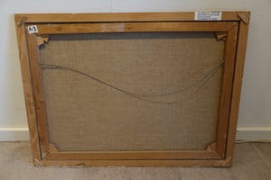 Juul Neumann - Geabstraheerd landschap met rode cirkel kopen? Bied vanaf 300!