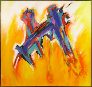 Marijke van der Windt - Acryl op doek, Abstracte compositie - Ingelijst (Groot) kopen? Bied vanaf 1!