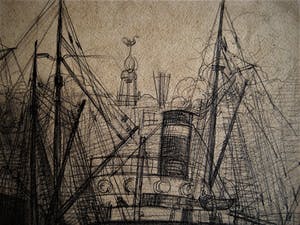 Henri Wouters - etser, lithograaf, schilder, tekenaar -potloodtekening "Amsterdam minerva Haven" kopen? Bied vanaf 10!