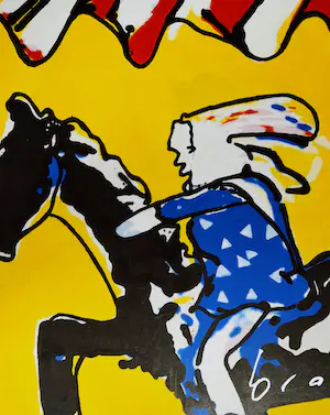 Herman Brood - Grote Epr. D'Art. zeefdruk "hop paardje hop" gesigneerd en fraai ingelijst. kopen? Bied vanaf 290!