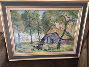 Tijmen Moll - Boerenschuur in Goois landschap | olieverf schilderij (ingelijst) kopen? Bied vanaf 115!