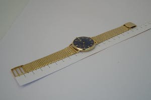 2576- 14 karaats Vintage geel-gouden Quartz horloge TUSAL - Blauwe wijzerplaat! kopen? Bied vanaf 930!
