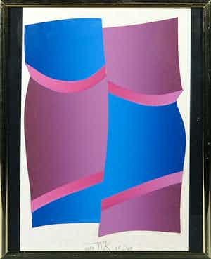 Niet of onleesbaar gesigneerd - Zeefdruk, Zonder titel - Ingelijst verkocht voor € 1!