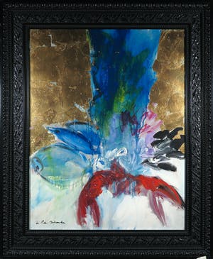 Jan Peter van Opheusden - Gemende techniek op board met bladgoud, Zeebanket - Ingelijst (Groot) kopen? Bied vanaf 300!