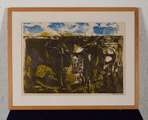 Jaap Groen - Pinken, 1977, 1/1 - Linosnede op papier - BKR Dordrecht kopen? Bied vanaf 20!