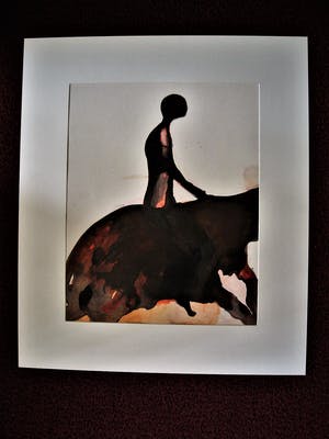 Niet of onleesbaar gesigneerd - Intrigerende grote Sang de Boeuf Aquarel "Man op Paard" gesigneerd kopen? Bied vanaf 10!