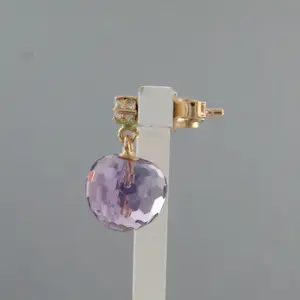 18k rose gouden oorhangers met amethist en briljant geslepen diamant tot.0.09ct kopen? Bied vanaf 280!