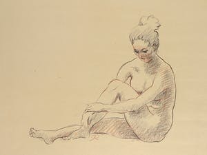 Jan Sluijters (jr.) - Potlood en houtskool op papier, Zittend naakt kopen? Bied vanaf 1!