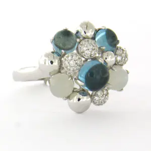 18k gouden ring met topaas, maansteen en briljant geslepen diamant tot. 0.20ct kopen? Bied vanaf 760!