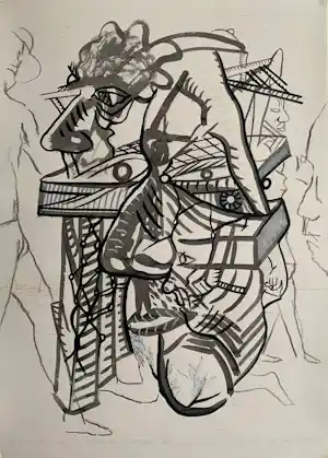 Thomas van der Linden - gemengde techniek op papier | 'The Worldly Portraits' | 1990 kaufen? Bieten Sie von 100!