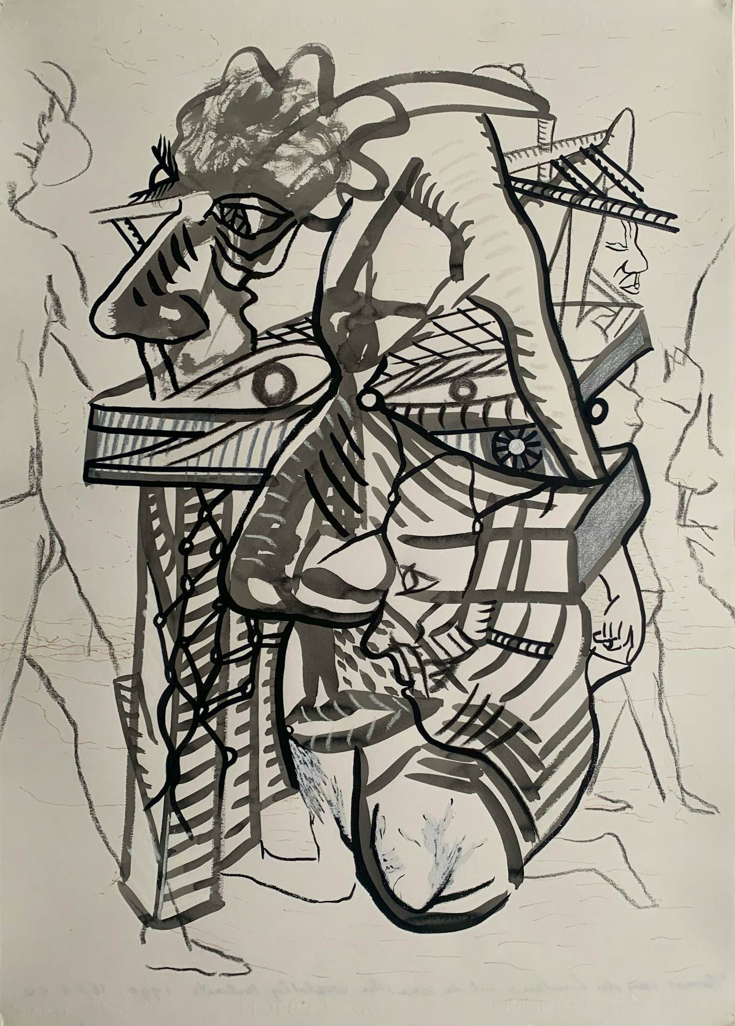 Thomas van der Linden - gemengde techniek op papier | 'The Worldly Portraits' | 1990 kopen? Bied vanaf 125!