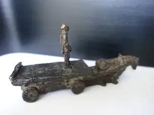 Brons (Onbekend) - Boerenkar met jongen in brons. kopen? Bied vanaf 55!