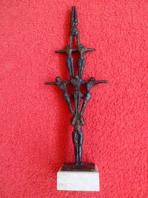 John Bier - De acrobaten groot beeld! verkocht voor € 175!