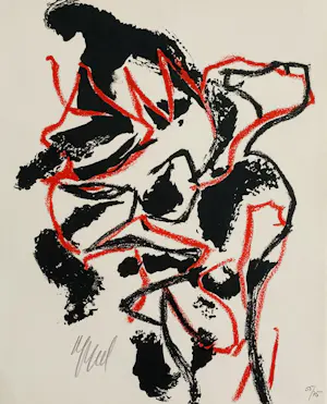 Karel Appel - abstracte compositie ( Der Spiegel , KÖln, 1961) met nieuwe lijst! kopen? Bied vanaf 595!