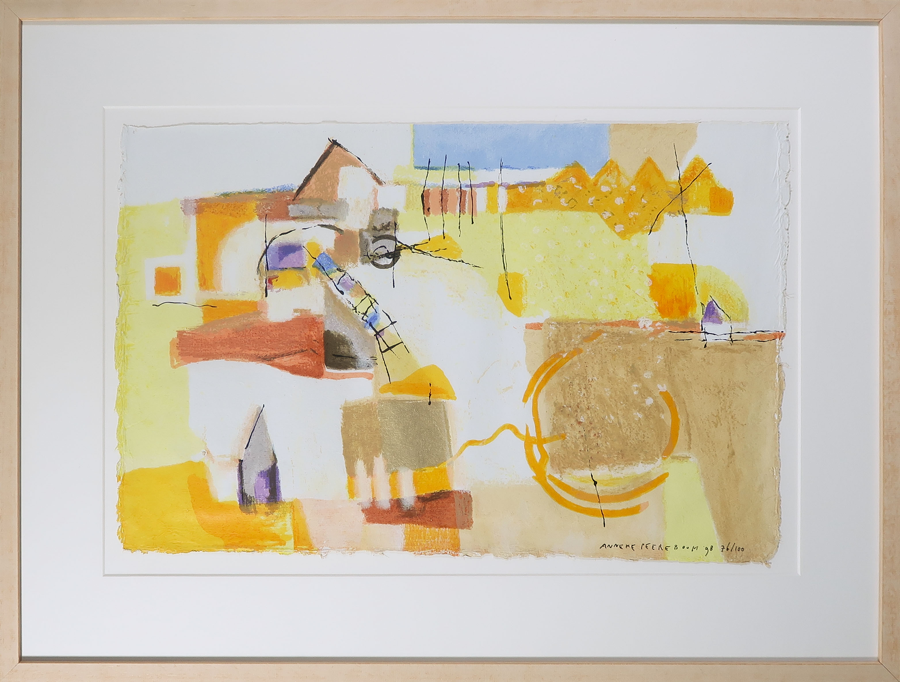 Anneke Peereboom - Zeefdruk, Zonder titel - Ingelijst verkocht voor € 35!