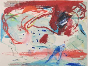 Jan van Diemen - Pastel op papier, Schaatsers IX - Ingelijst kopen? Bied vanaf 40!