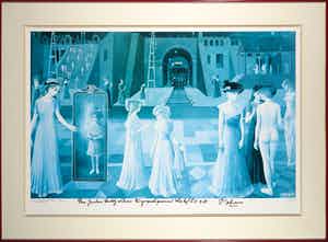 Paul Delvaux - Handgesigneerde druk met persoonlijke opdracht, Le Tunnel - Ingelijst verkocht voor € 300!