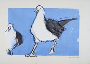 Ellen Meuwese - Gemengde techniek op papier, o.a. krijt, Meeuwen kopen? Bied vanaf 1!