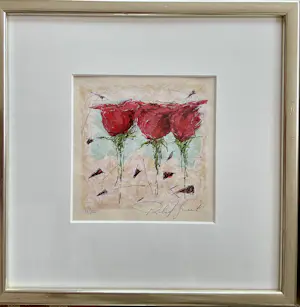 Richard Smeets - 2 zeefdrukken Rozen, ingelijst en gesigneerd kopen? Bied vanaf 50!