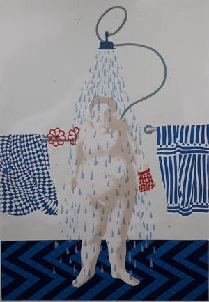 Geert Mols - gesigneerde Zeefdruk - Douche kopen? Bied vanaf 55!