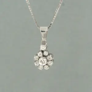 18k wit gouden collier en 14k gouden hanger met briljant geslepen diamant 0.50ct kopen? Bied vanaf 740!