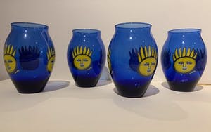 Corneille - 4 vazen Oiseau-Soleil in saffierblauw glas kopen? Bied vanaf 100!