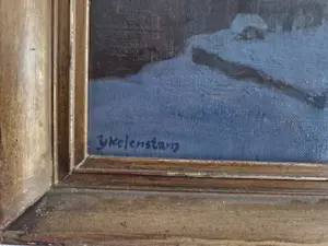 Hendrikus IJkelenstam - Sfeervol in 1966 geschilderd olieverf "winters nachtlandschap" - kopen? Bied vanaf 278!
