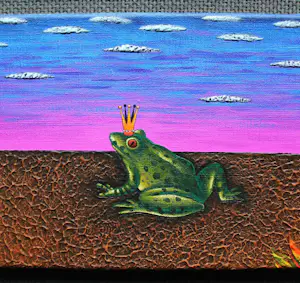 Dadara - Acryl op doek: Frog + ingelijste zeefdruk: Frog kopen? Bied vanaf 1299!