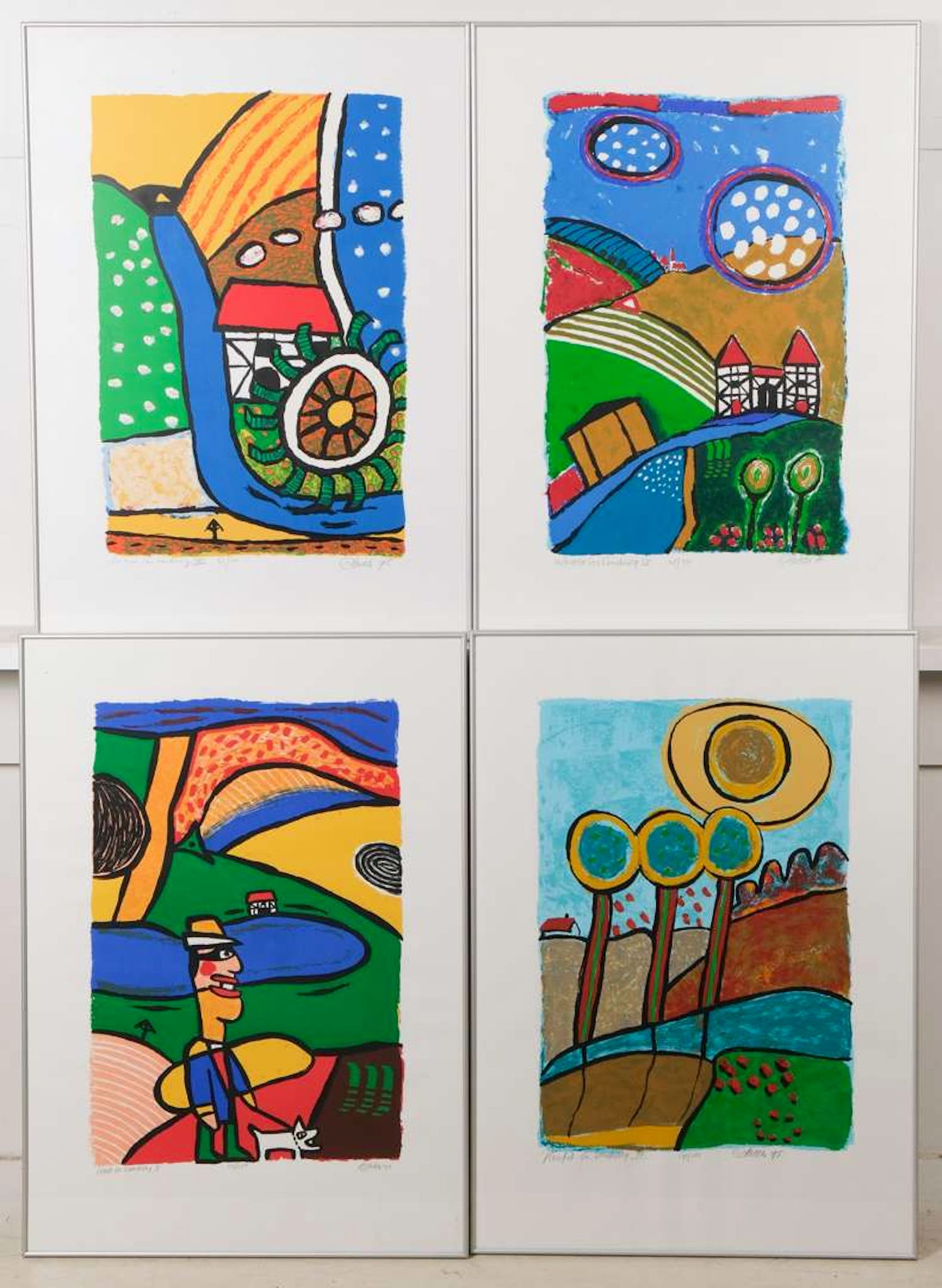 Clemens Briels - 4 zeefdrukken, de vier jaargetijden in Zuid Limburg verkocht voor € 325!