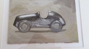 Niet of onleesbaar gesigneerd - Ben Sleek? Olieverf op karton, gesigneerd, Unica, titel Auto kopen? Bied vanaf 10!