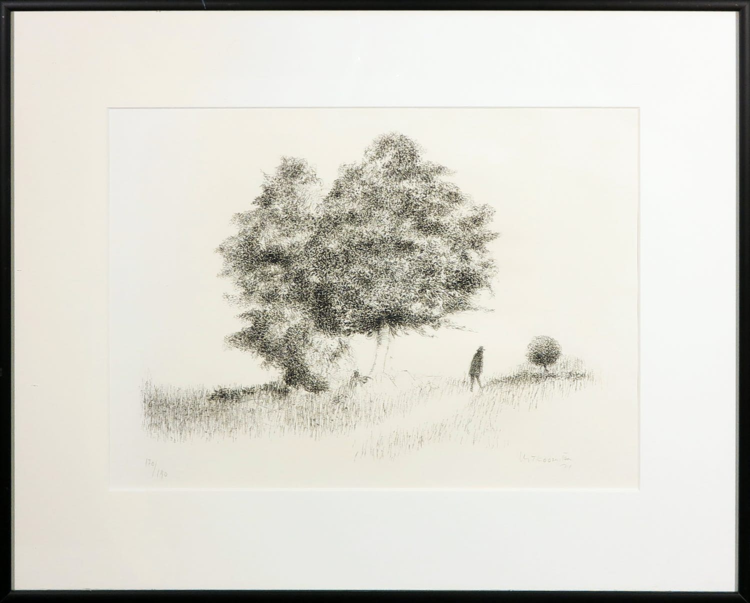 Metten Koornstra - Litho, Landschap - Ingelijst verkocht voor € 60!