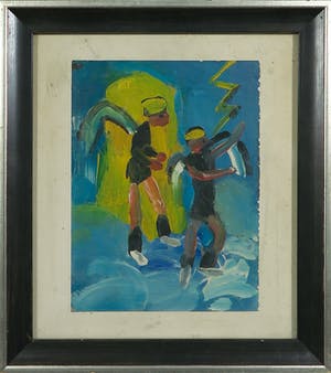 Rob Scholte - Acryl op papier, Engelen- Ingelijst kopen? Bied vanaf 350!