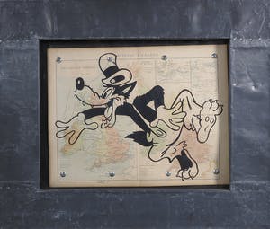 Jan Bollaert - Gemengde techniek op landkaart, Wereldcultuur 6 - Ingelijst kopen? Bied vanaf 40!