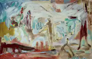 Klaas Boonstra - olieverf op board | 'Fantasiewereld' (Groot werk) verkauft für € 600!