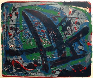 Wim Motz - Abstracte compositie, litho kopen? Bied vanaf 35!