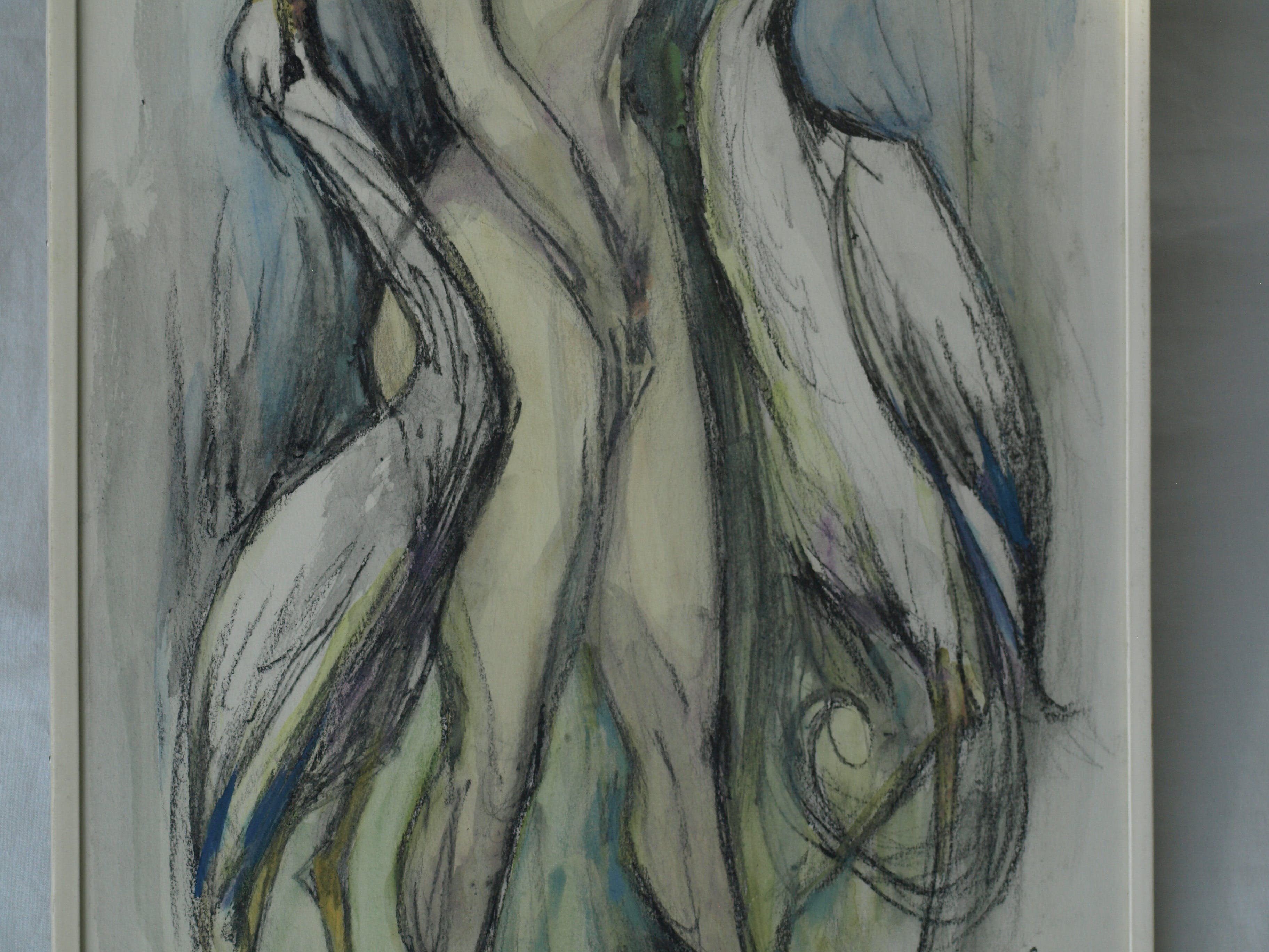 Klaas Pijlman - 2 Reigers met vrouw – pastel & aquarel – gesigneerd & ingelijst – 1970 kopen? Bied vanaf 35!