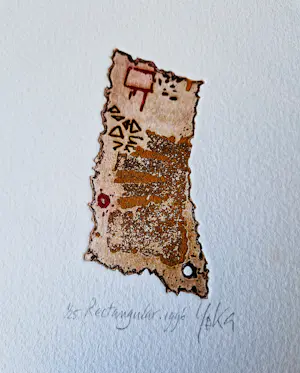 Yoka Voorbach - DRIE abstracte handgekleurde reliëf etsen - zeer kleine oplage (25) kopen? Bied vanaf 48!