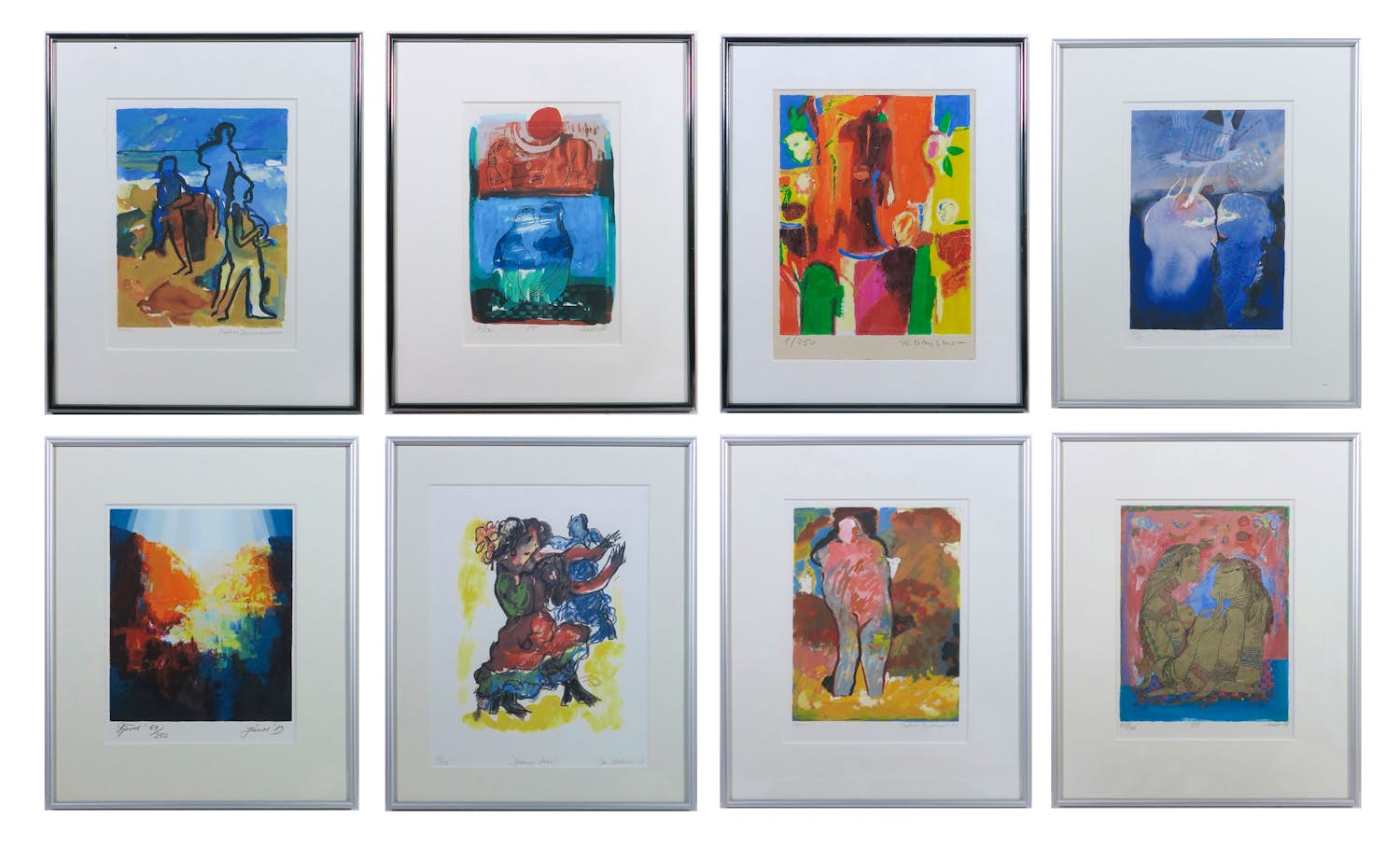 Michel van Overbeeke - Jan Sierhuis, en anderen! SET van 8 kleine ingelijste werken kopen? Bied vanaf 100!