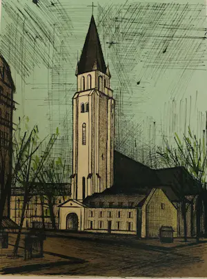 Bernard Buffet - Pain et vin, Place Saint-Germain-des-Prés Parijs. 1965. Lithografie. kaufen? Bieten Sie von 25!