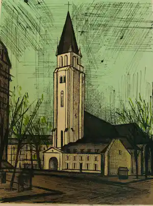 Bernard Buffet - Pain et vin, Place Saint-Germain-des-Prés Parijs. 1965. Lithografie. kaufen? Bieten Sie von 25!
