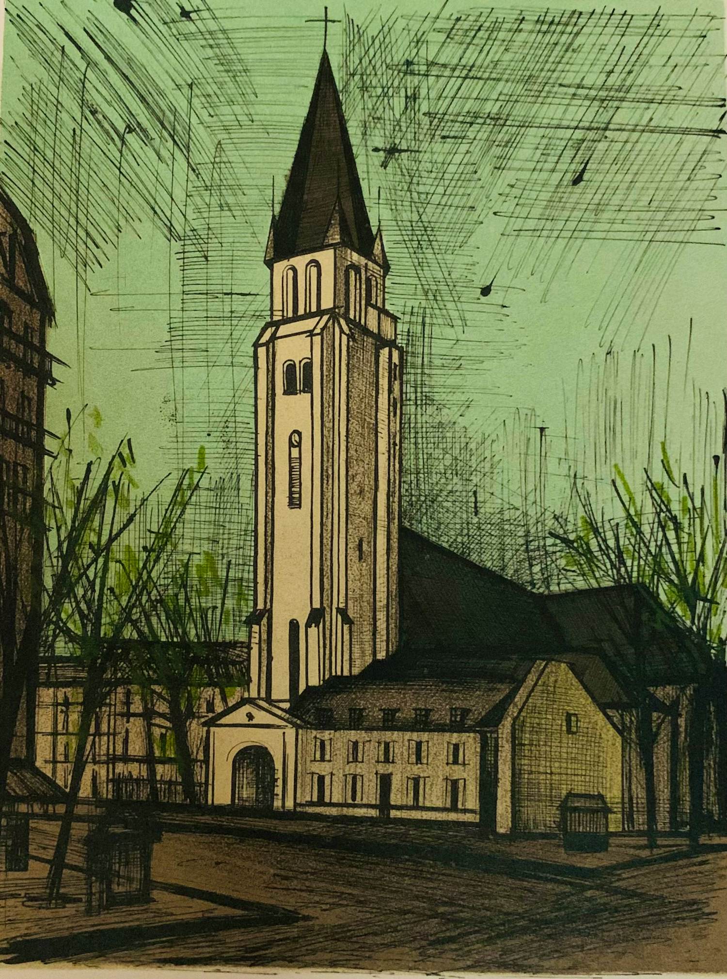Bernard Buffet - Pain et vin, Place Saint-Germain-des-Prés Parijs. 1965. Lithografie. kopen? Bied vanaf 25!