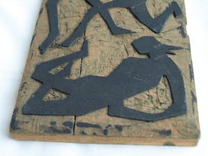 Klaas Pijlman - Houtreliëf / stempel , “Figuren” – ca 1975 kopen? Bied vanaf 1!