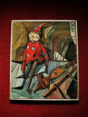 Leo Collard - Expressionistisch Jaren 50 olieverf - "Pop en friese doorlopers" gesigneerd kopen? Bied vanaf 30!